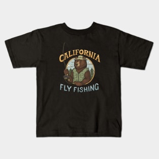 California Grizzly Bear Fisher Kids T-Shirt